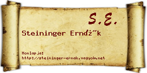 Steininger Ernák névjegykártya